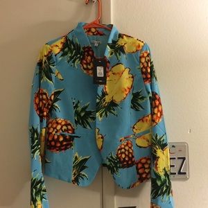 Fashion Nova Baby blue blazer with Pineapples 🍍